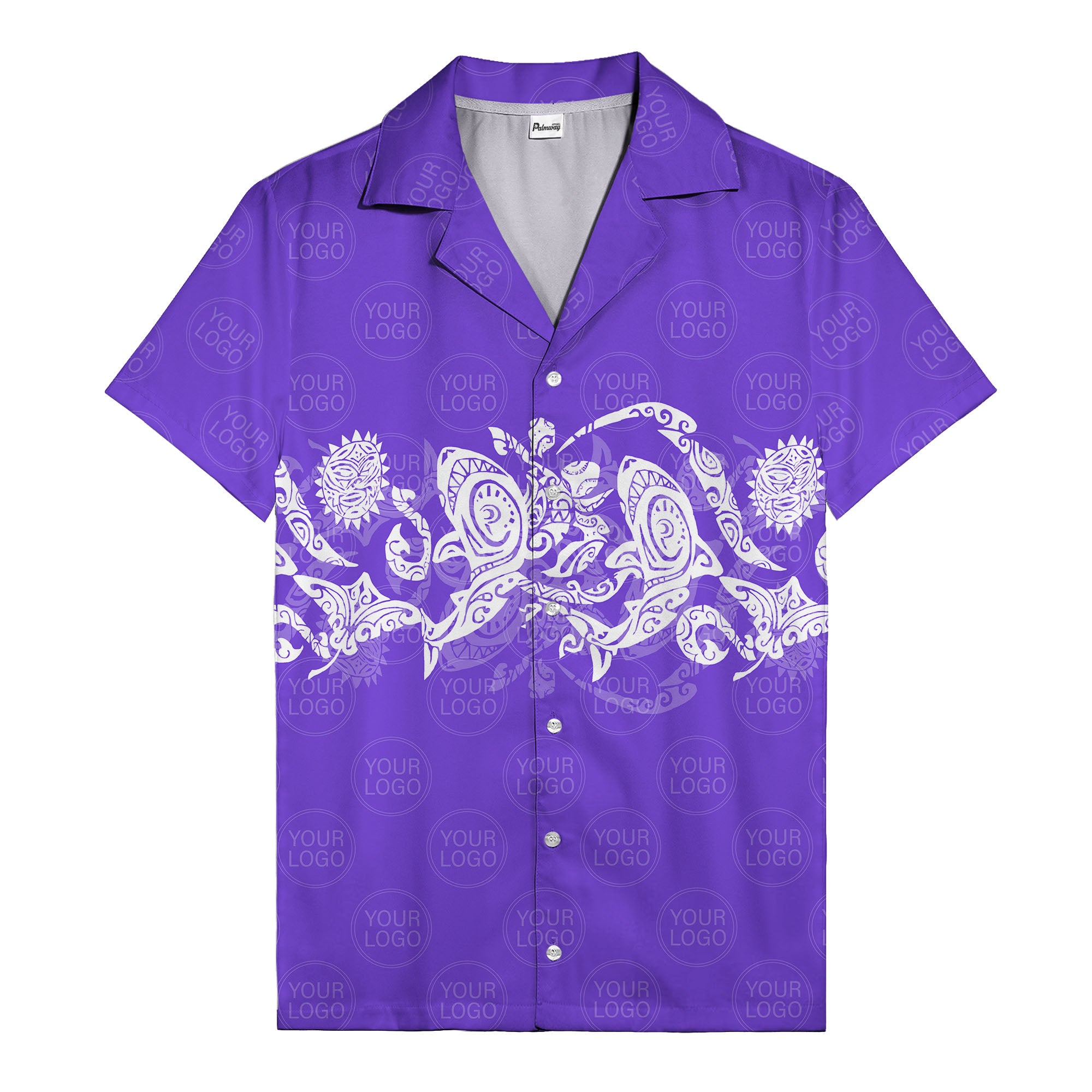 monochrome tribal turtle & sun motifs heritage hawaiian shirt