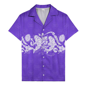 monochrome tribal turtle & sun motifs heritage hawaiian shirt