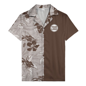monochrome watercolor hibiscus and leaf repeat hawaiian shirt