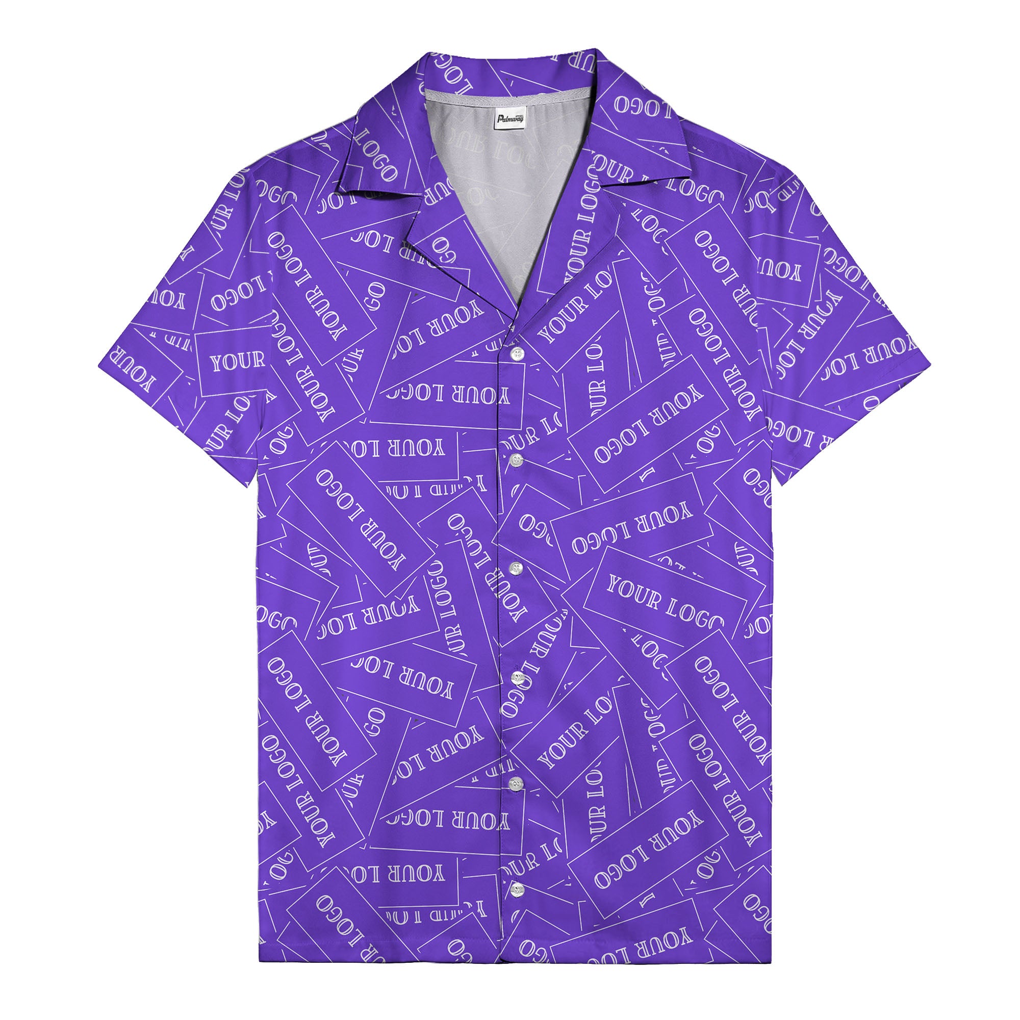 monochrome your logo repeat text graphic hawaiian shirt for men