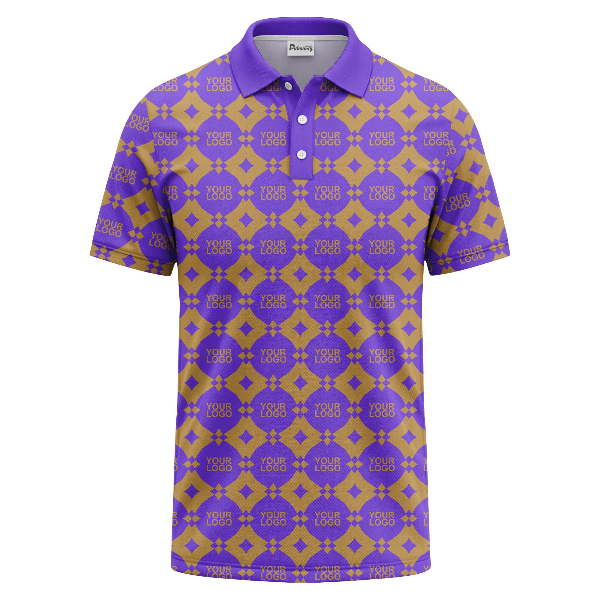 monogrammed gold black diamond repeat luxury polo shirt
