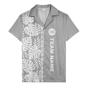 monstera leaf repeat black white graphic hawaiian shirt for men