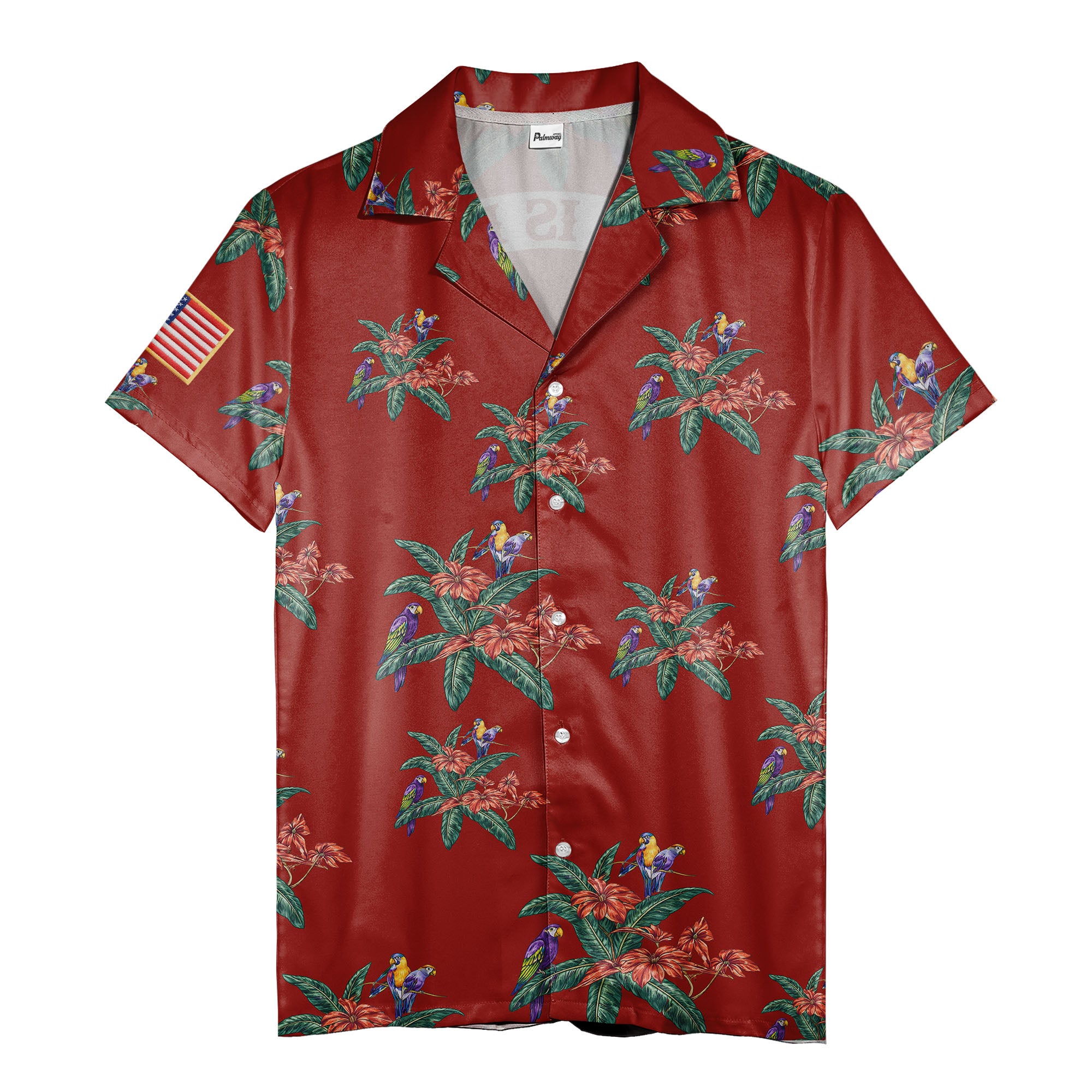 motorcycle parrot tropical hawaiian shirt, hibiscus floral aloha button down shirt