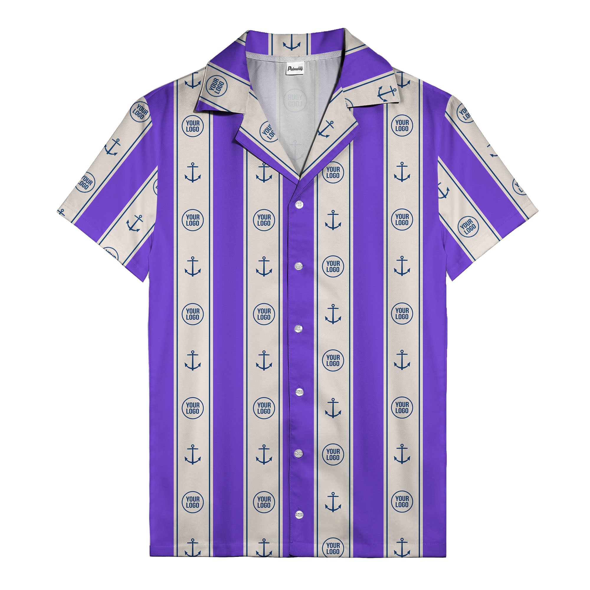 nautical anchors & custom logo repeat hawaiian shirt for men