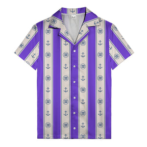 nautical anchors & custom logo repeat hawaiian shirt for men