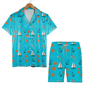 Nautical Starfish & Anchor Ocean Hawaiian Shirt – Sailboat Fish Print