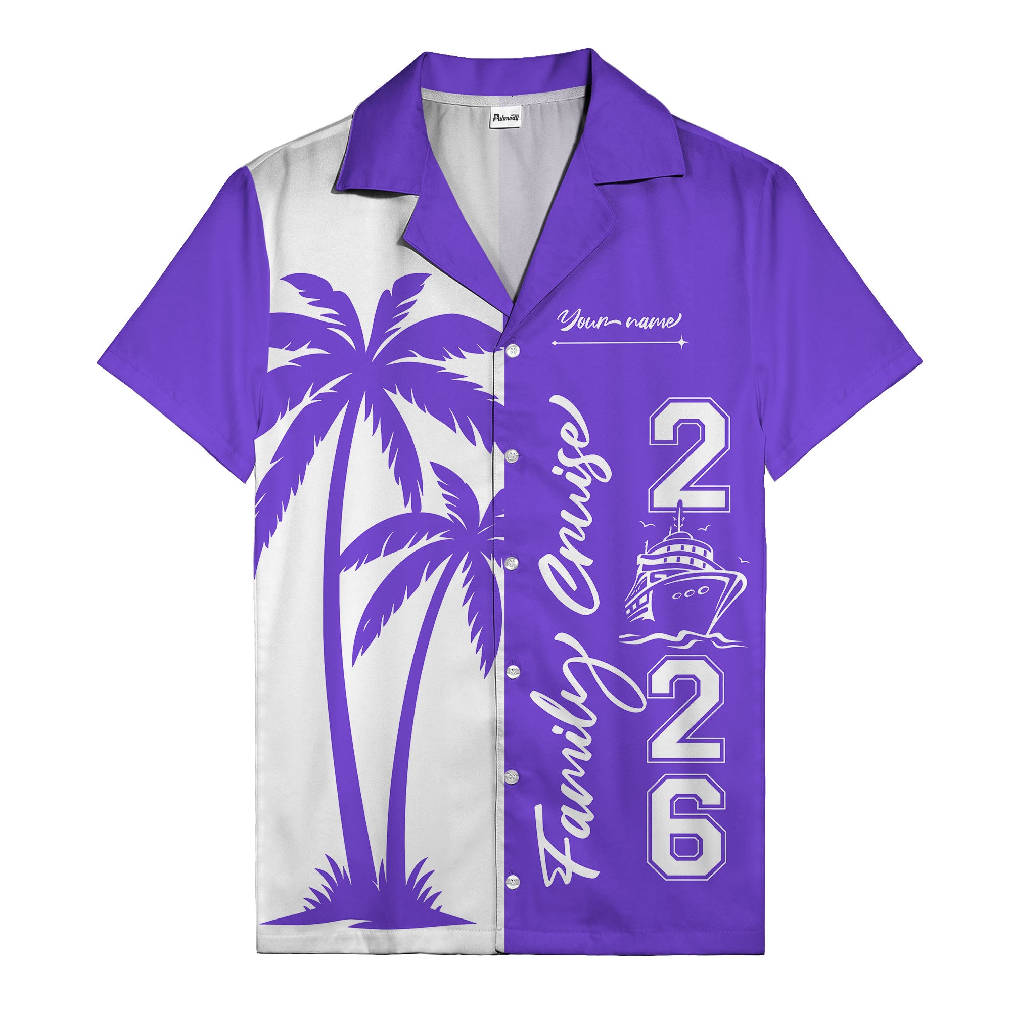 palm tree cruise ship family vacation graphic hawaiian shirt
