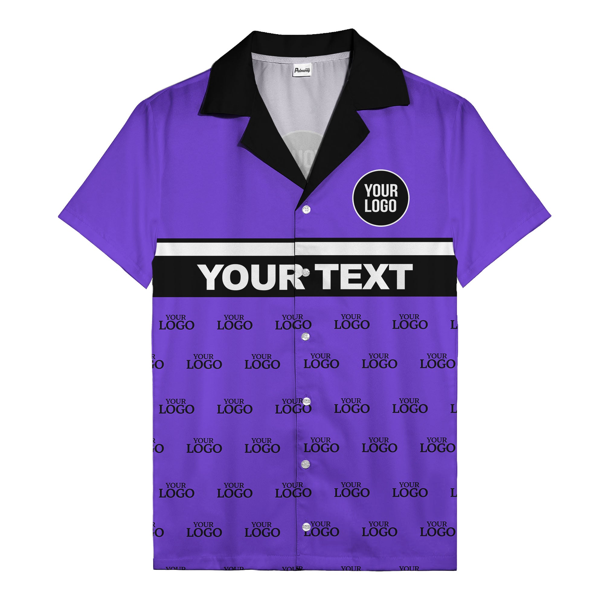 personalized logo & text striped hawaiian shirt for teams