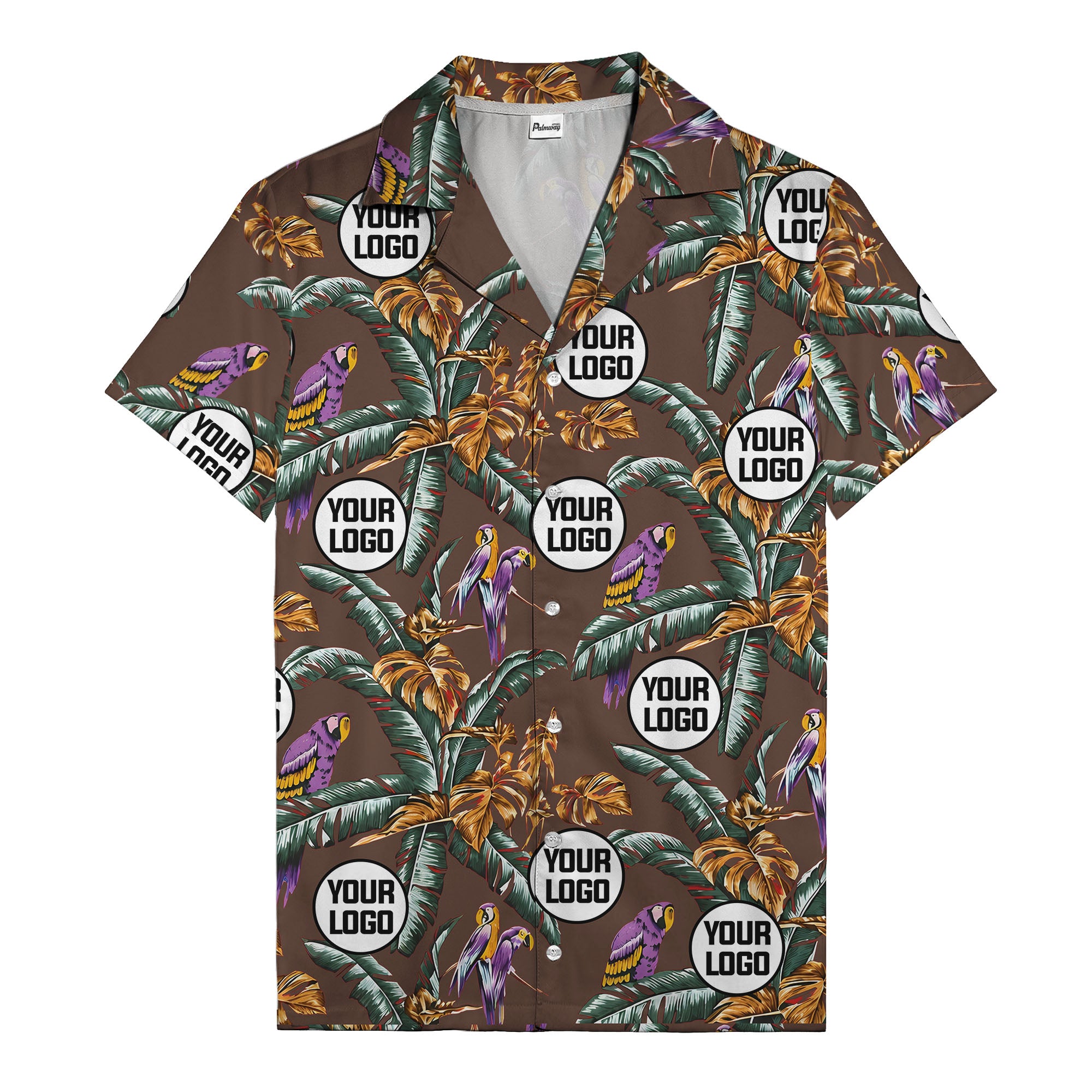 photorealistic parrots & palm leaves navy hawaiian shirt for men