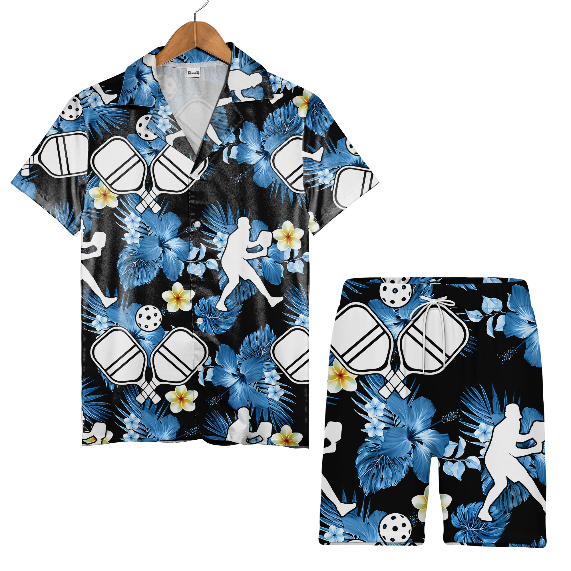 Pickleball Hibiscus Hawaiian Shirt - Tropical Floral Paddles Players Beach Sport