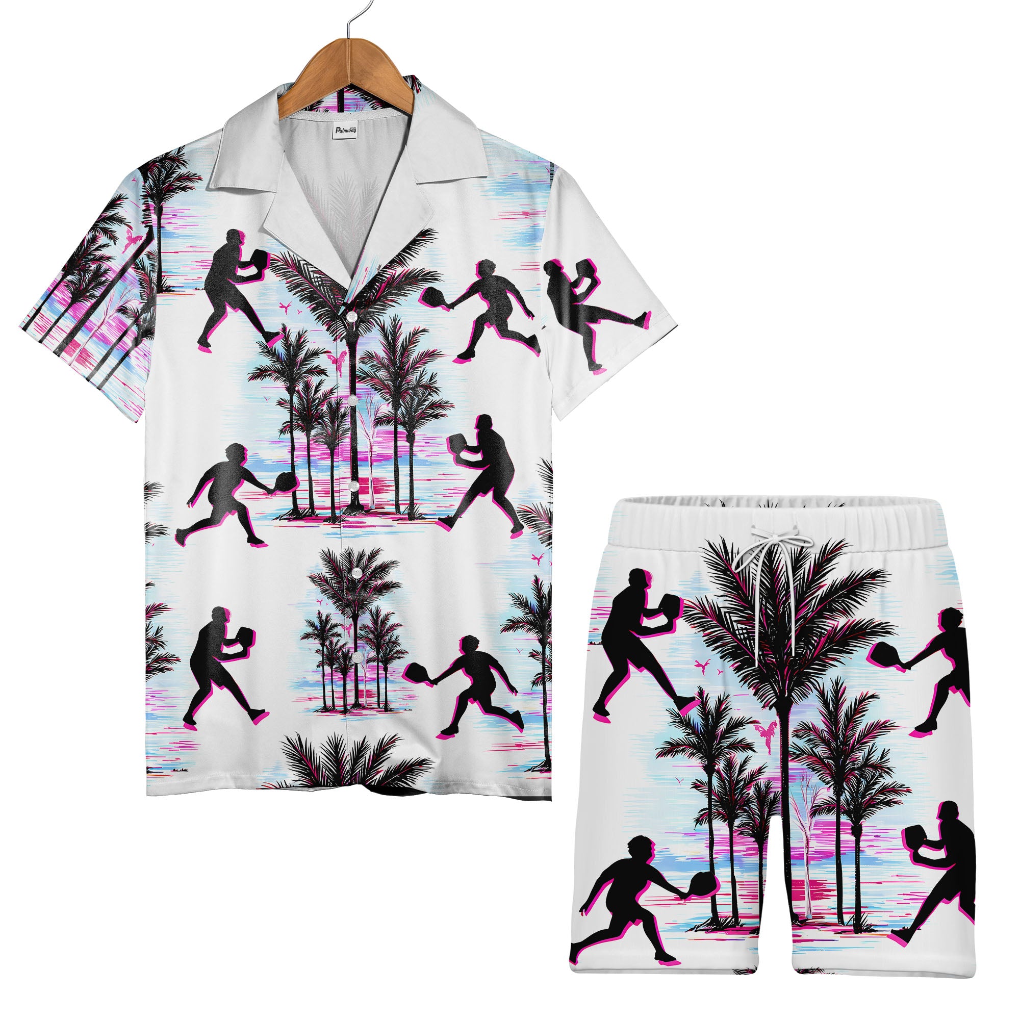 Pickleball Tropical Hawaiian Shirt - Players Palm Trees Birds Retro Beach Style