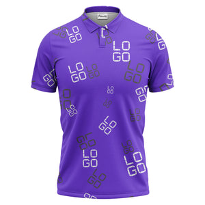 pixelated logo text pattern polo shirt | modern digital all-over design