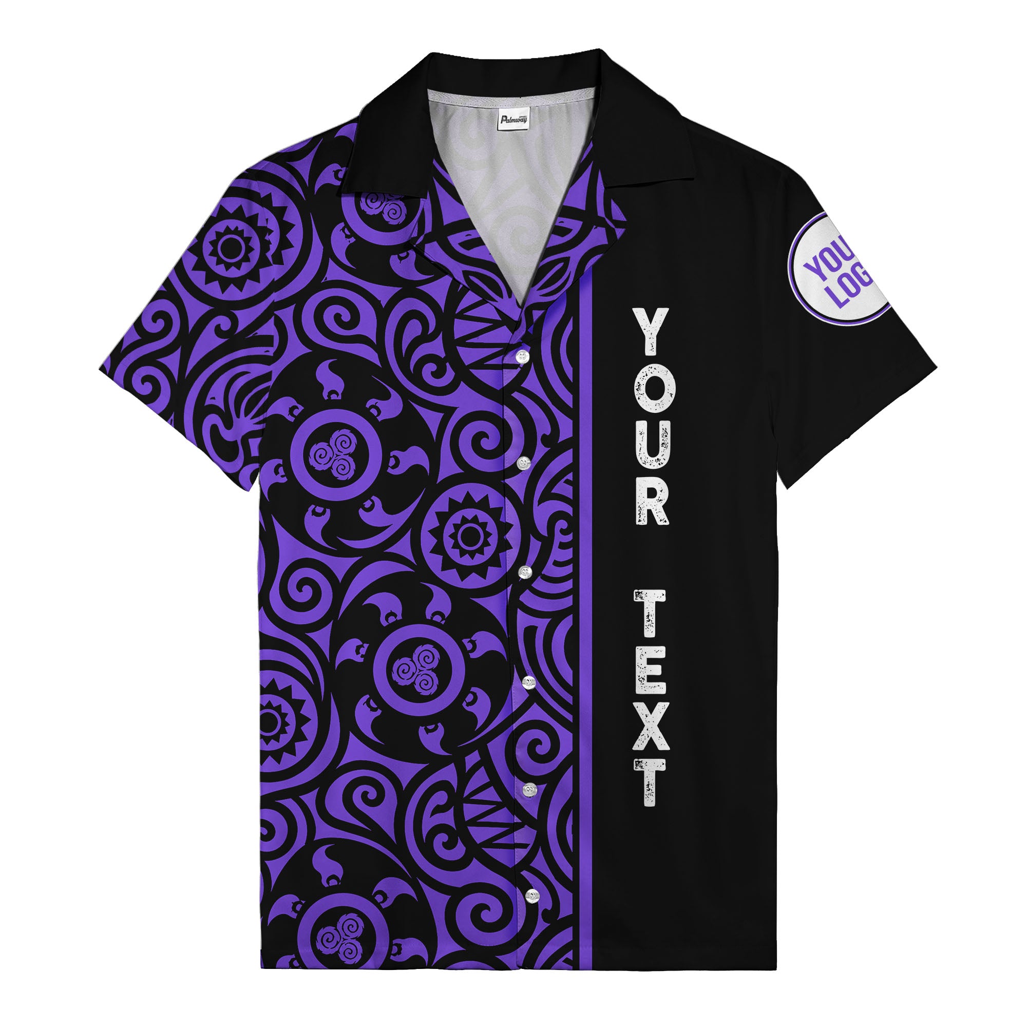 polynesian tribal swirls black white circular motifs hawaiian shirt for men