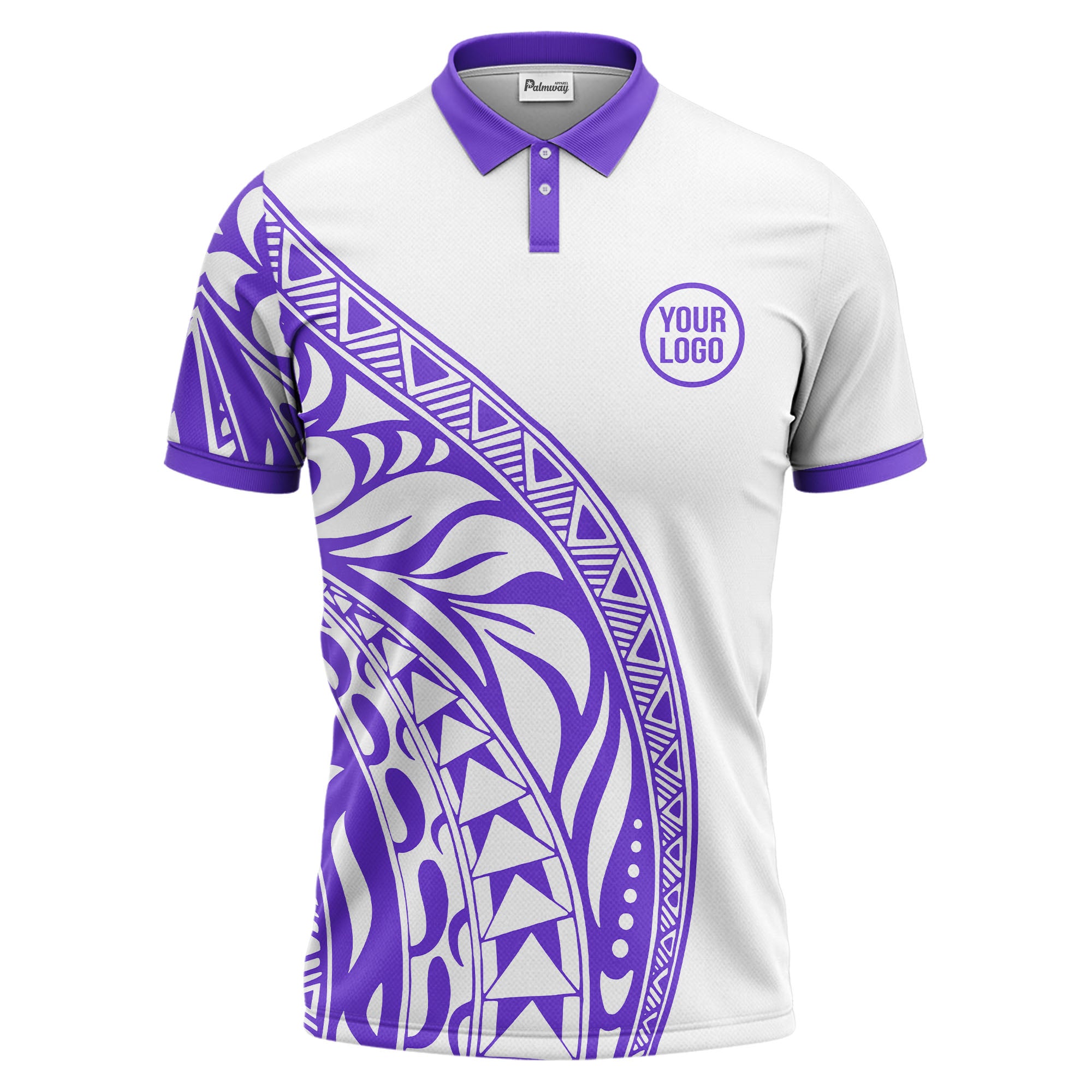 polynesian tribal tattoo geometric triangles black white polo shirt for men