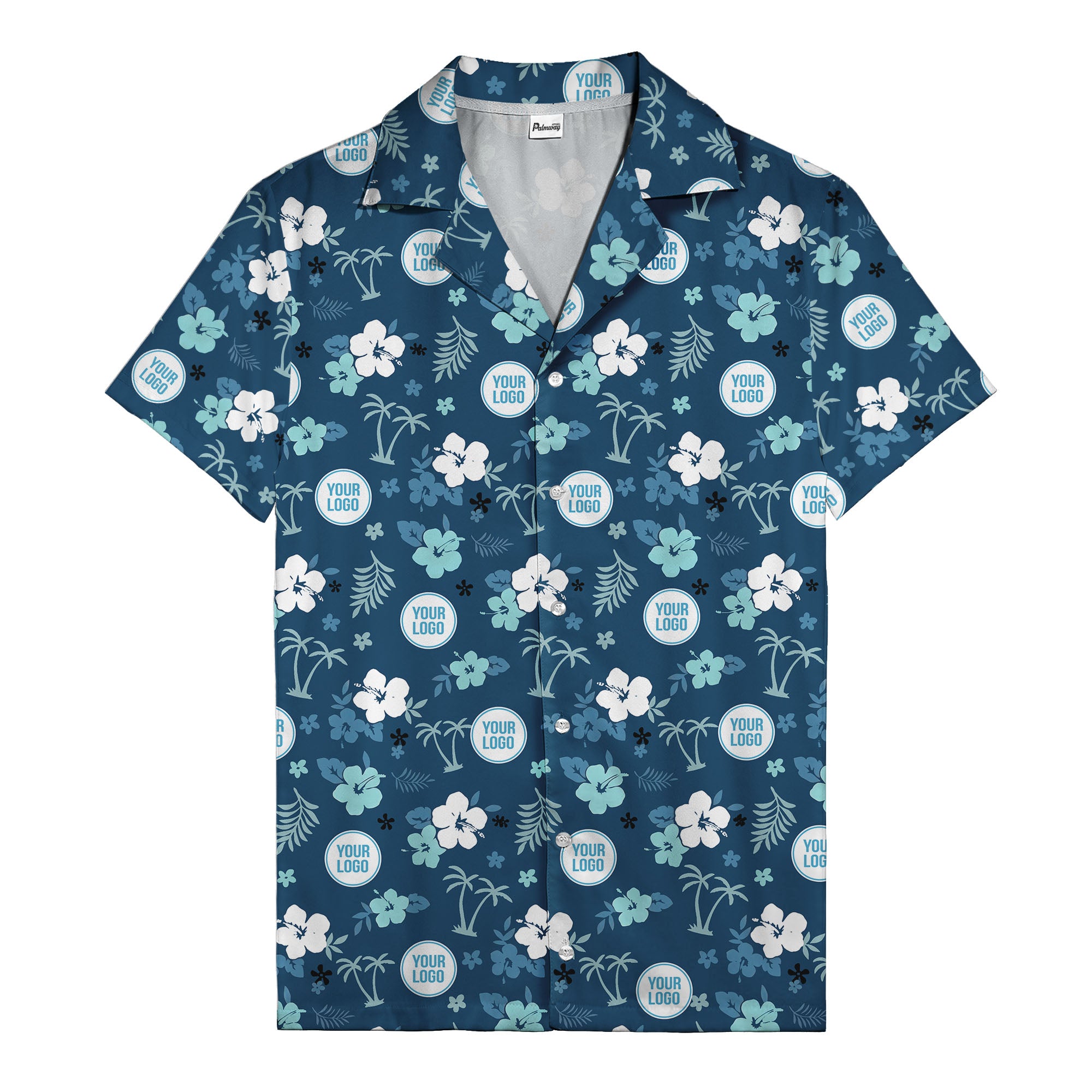 Purple Palm Blooms & Teal Leaf Hawaiian Shirt For Men