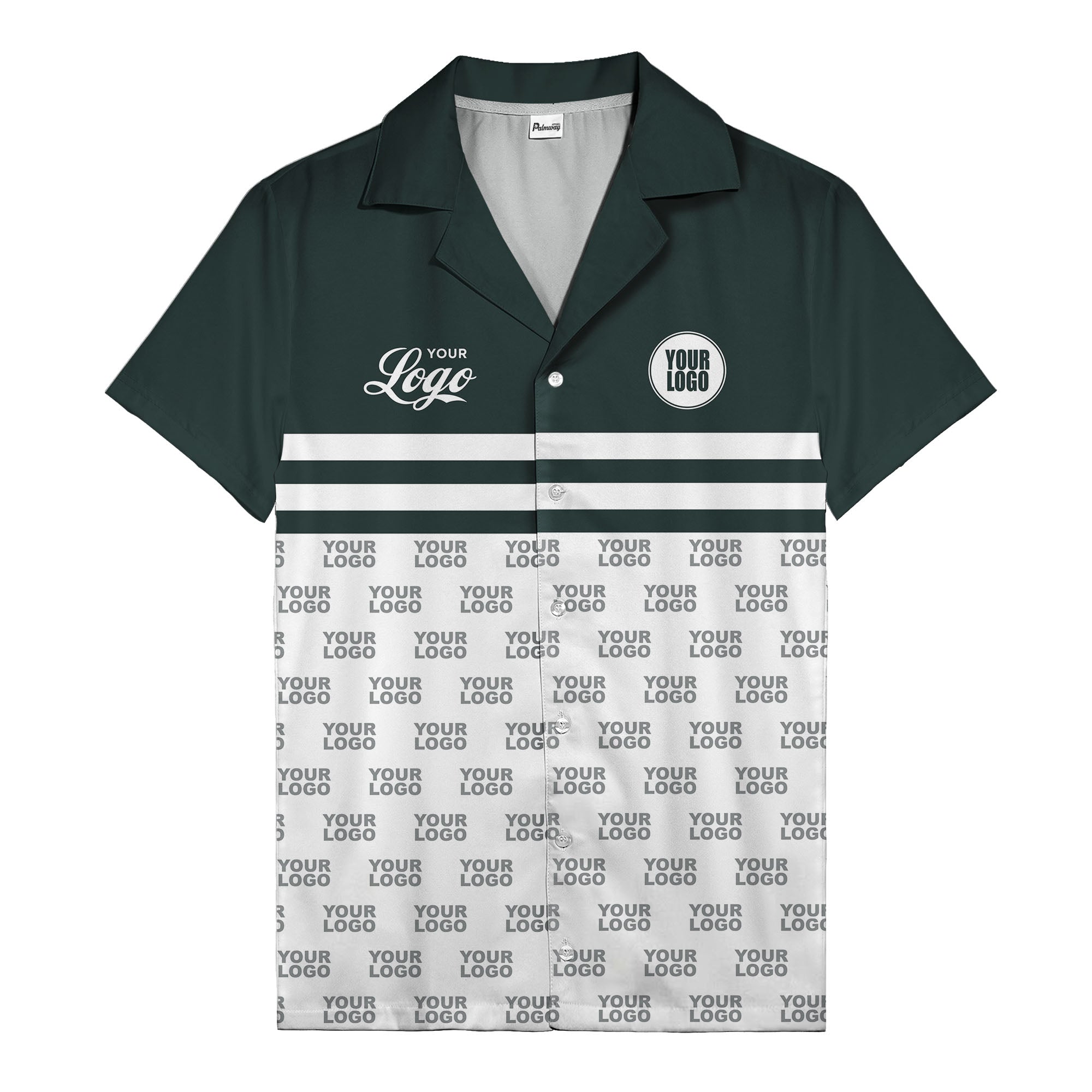 repeating customizable logo hawaiian shirt personalized text aloha button down shirt