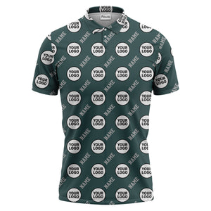 repeating geometric circle logo graphic polo shirt - custom branding available
