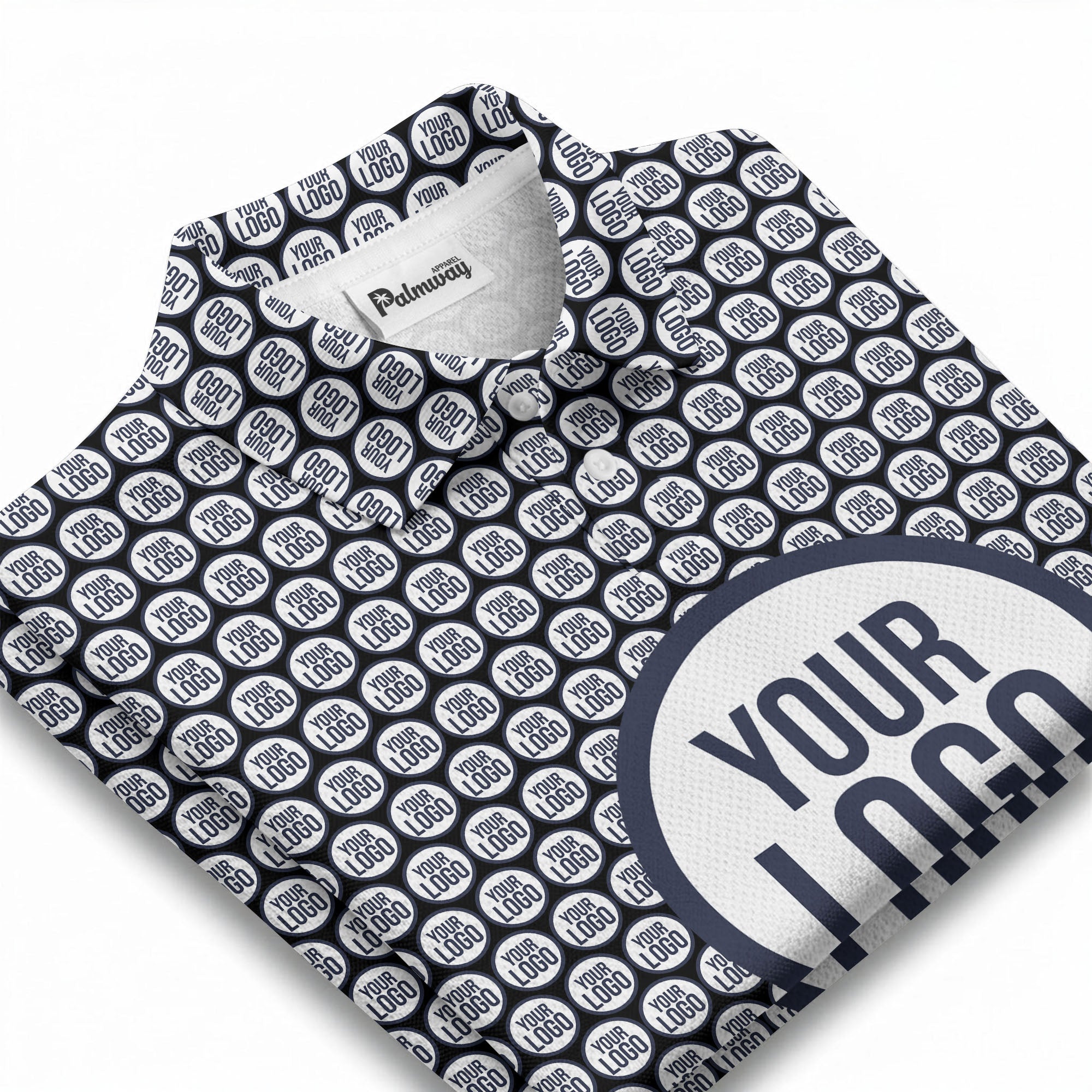 Repeating Personalized Logo Polo Shirt With Custom Text & Illustrated Icons