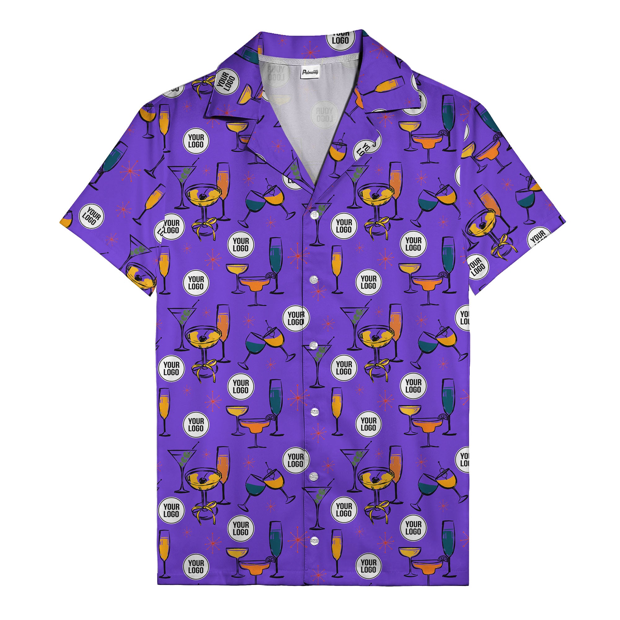 retro cocktail glasses & martini starburst hawaiian shirt