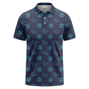 rubber duck & custom logo circle pattern polo shirt for men