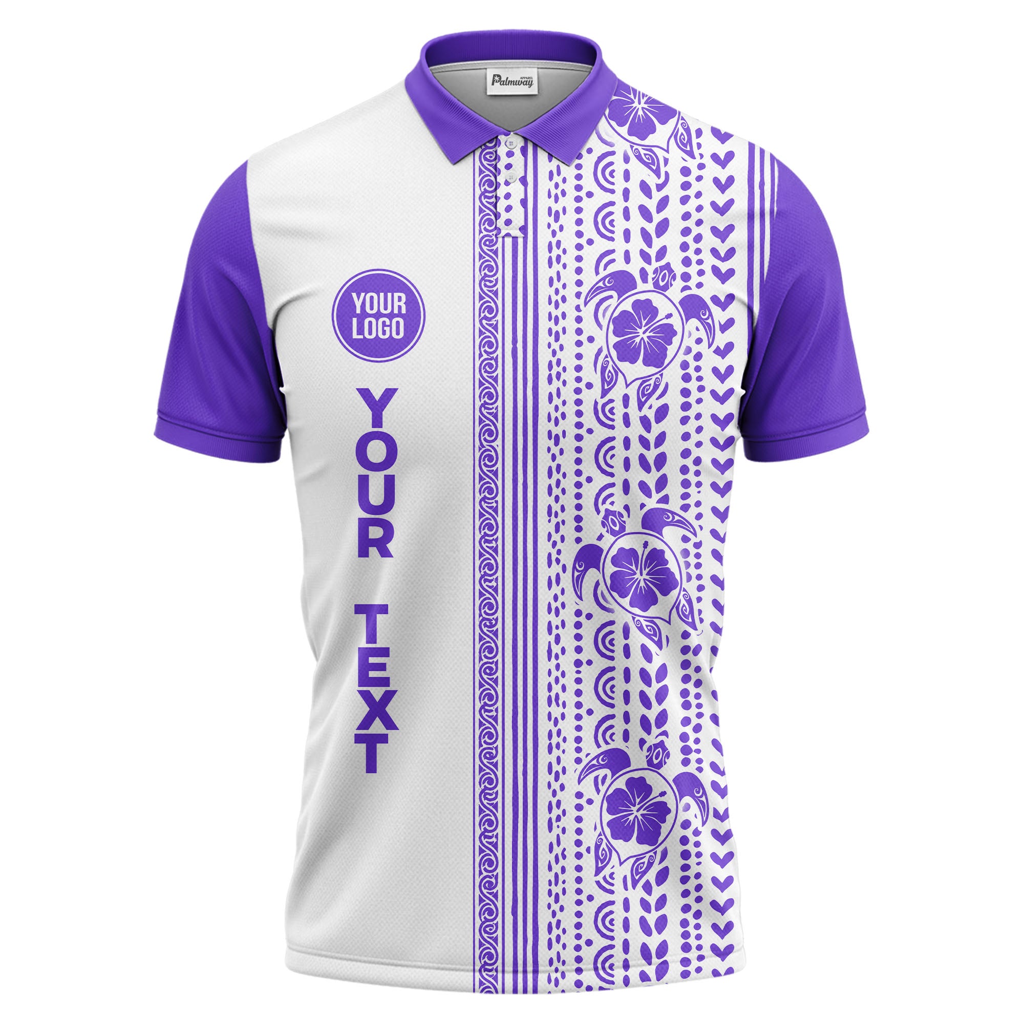 sea turtles hibiscus polynesian tribal black white polo shirt for men