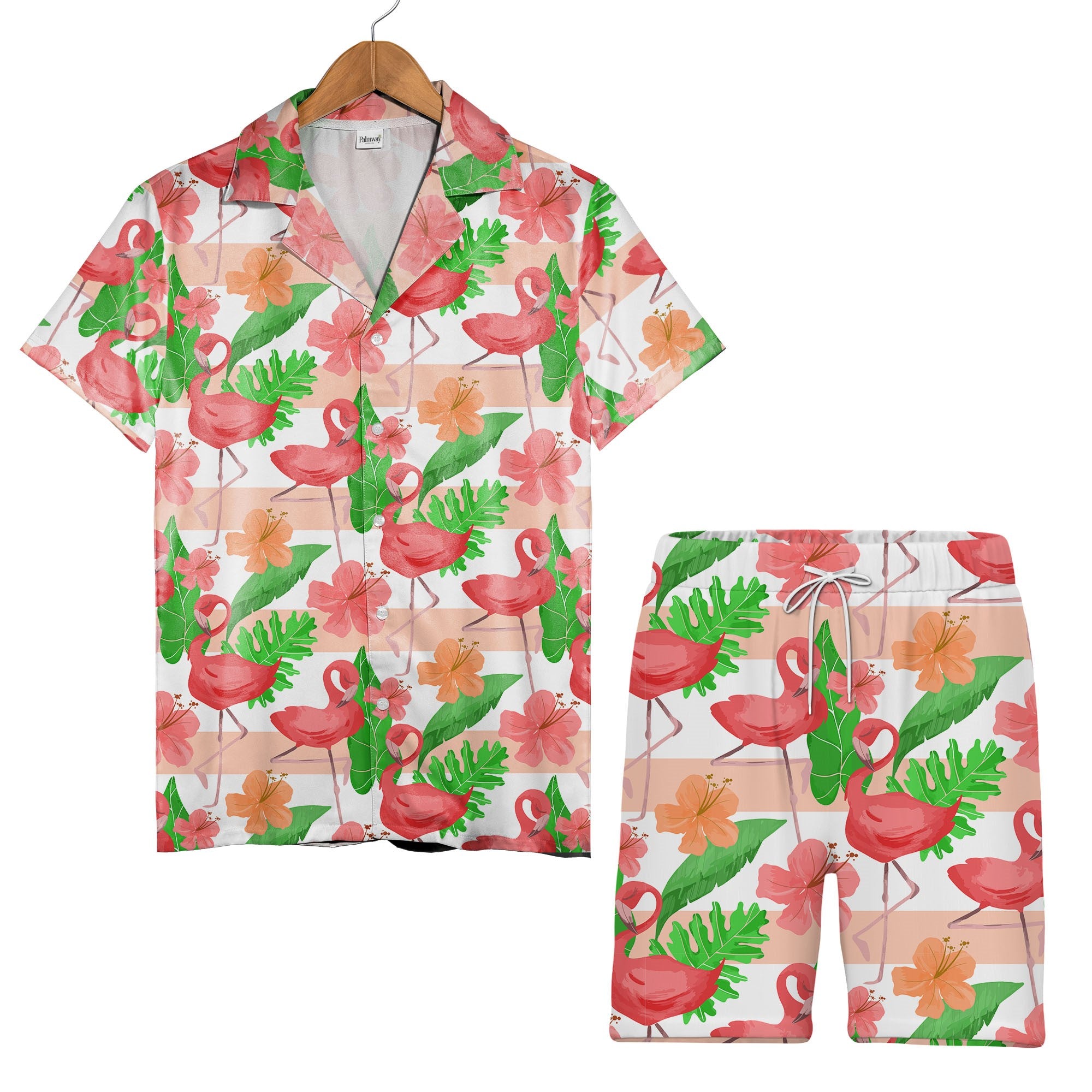 Sketchy Hearts Hawaiian Shirt with Scribbled Fill in Maroon and Pink