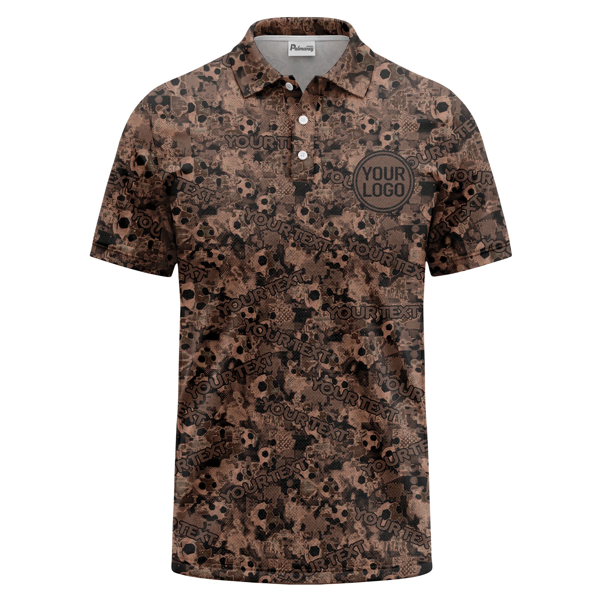 soccer ball camouflage custom logo polo shirt for men