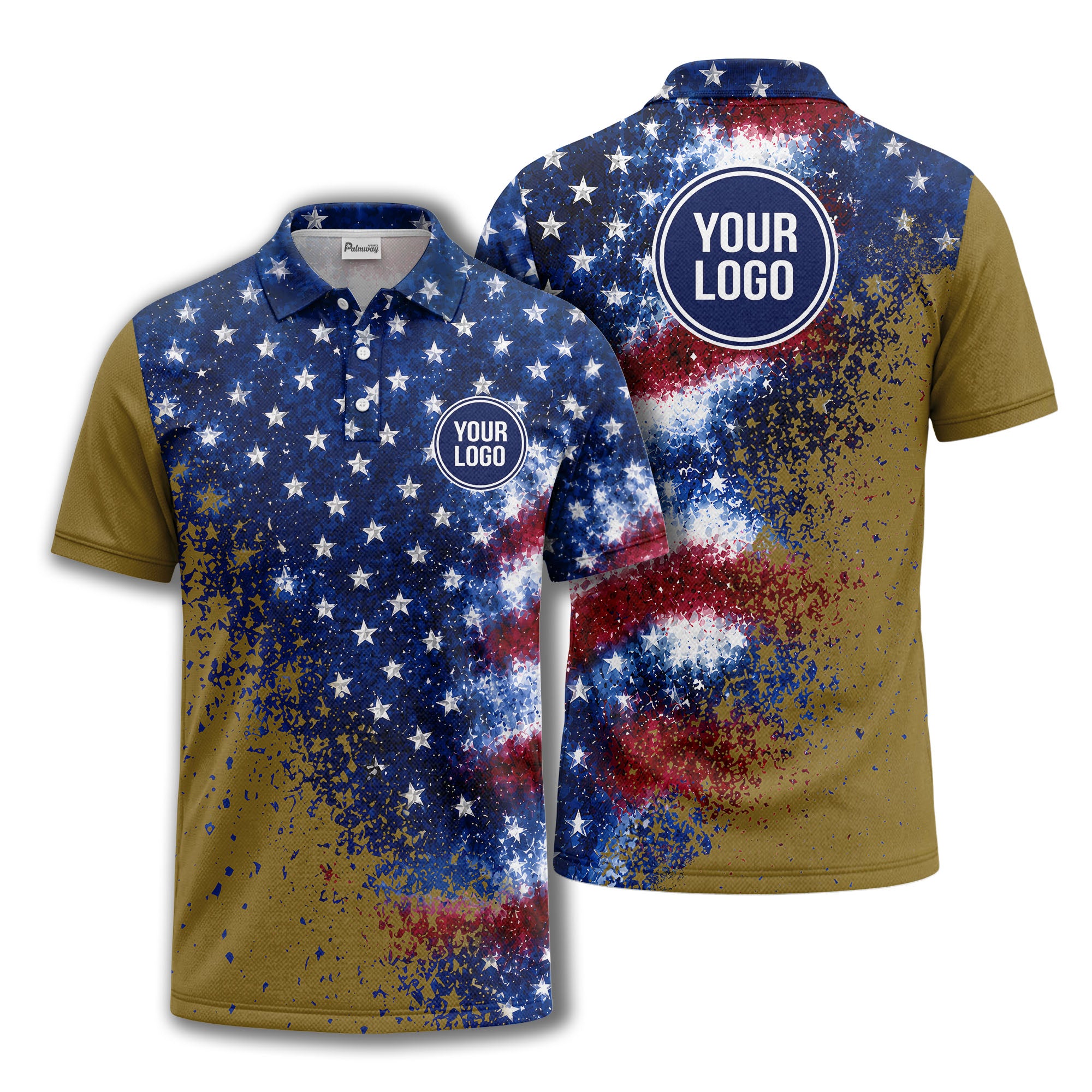 stars & stripes american flag all over print polo shirt
