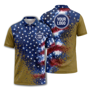 stars & stripes american flag all over print polo shirt