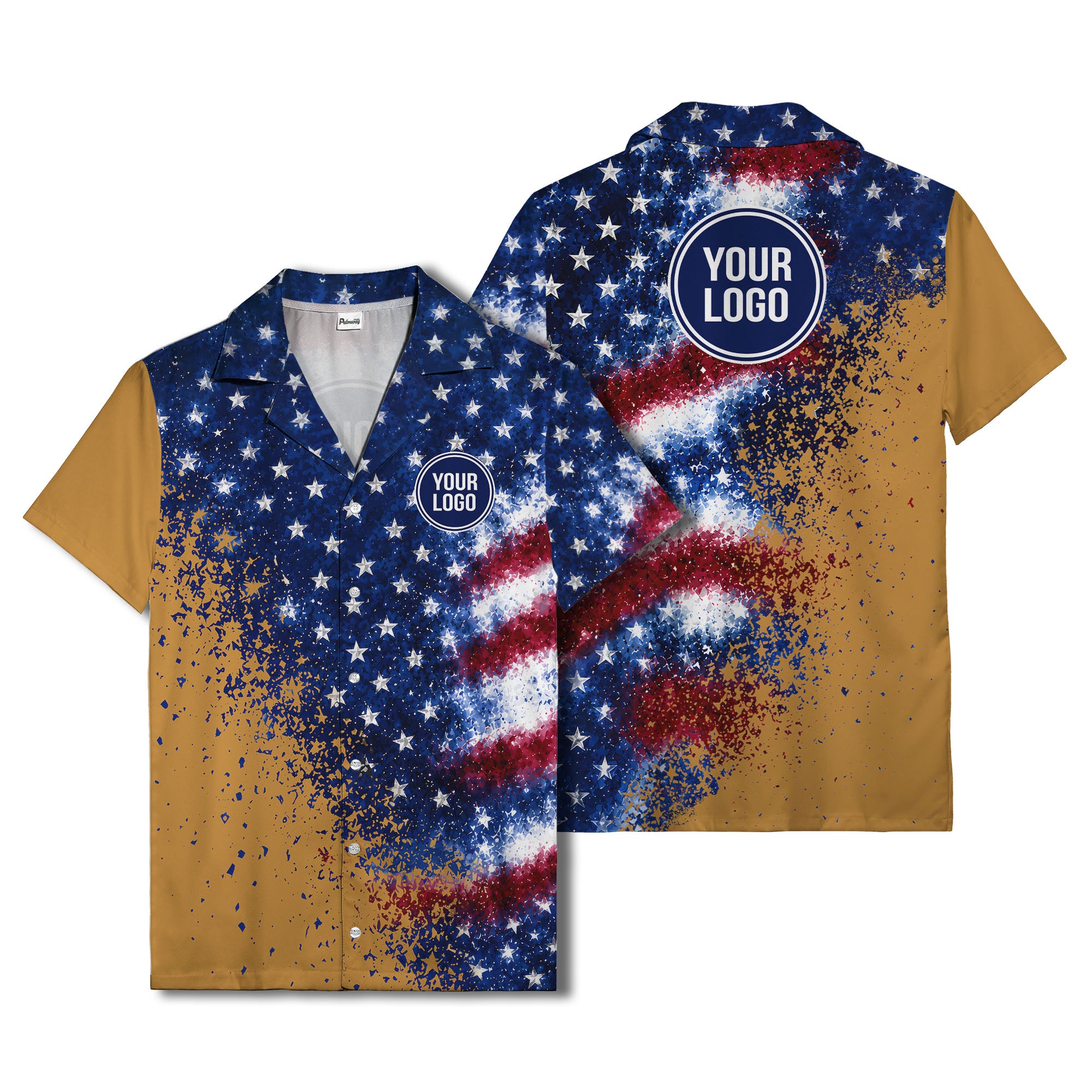 stars & stripes watercolor splash patriotic hawaiian shirt