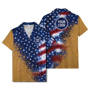 stars & stripes watercolor splash patriotic hawaiian shirt