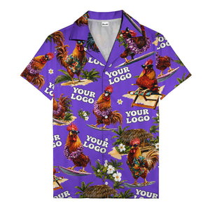 surfing roosters riding waves aloha hawaiian shirt with surfboards
