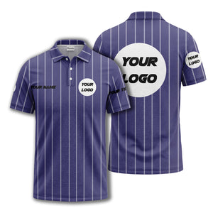 vertical pinstripe custom logo personalized text polo shirt