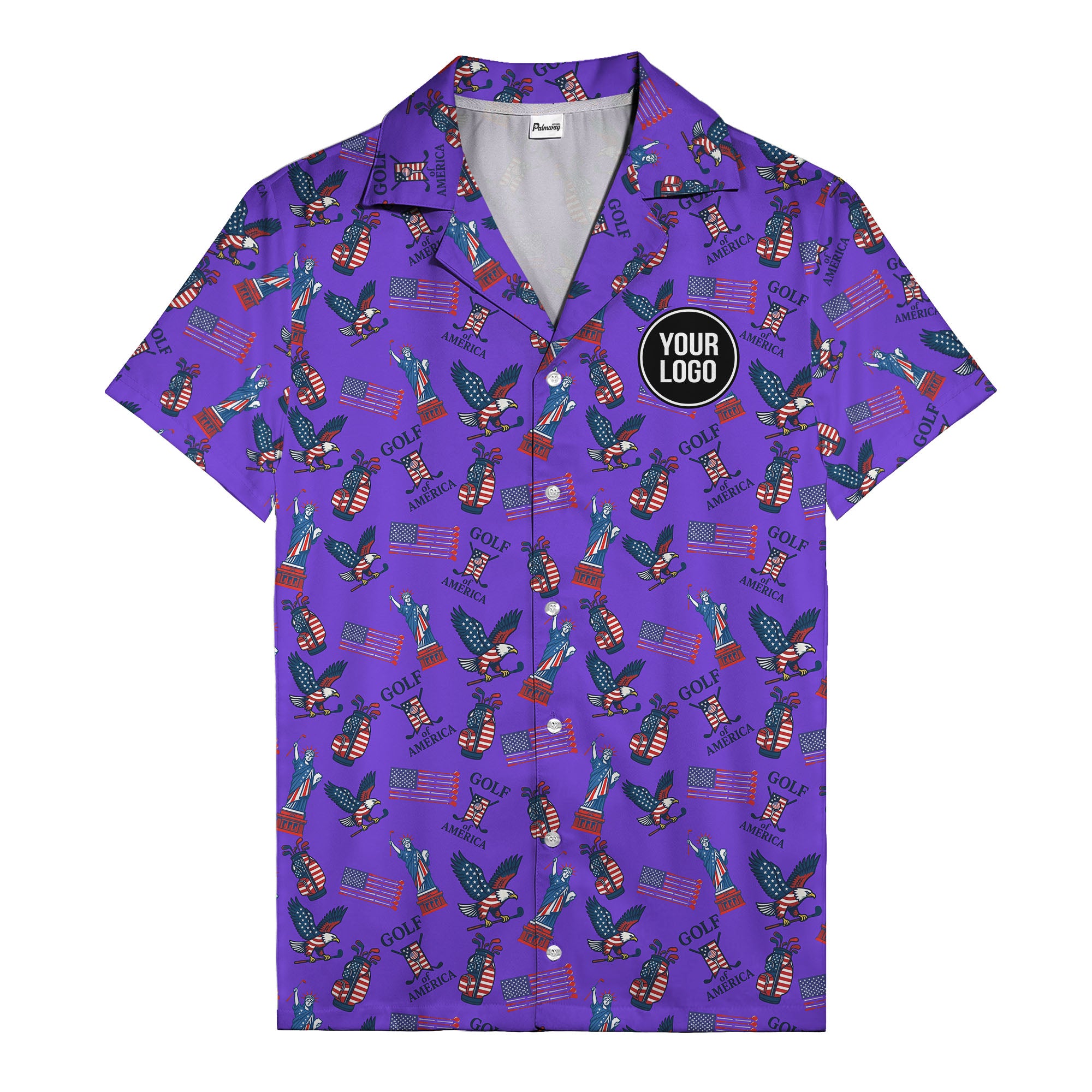 vintage 50s bald eagles & statue of liberty golf hawaiian shirt