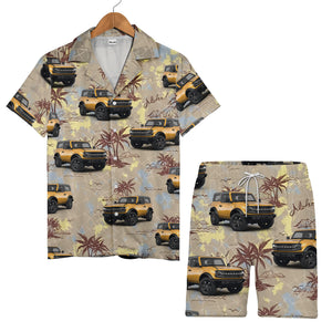 Vintage Bronco Off-Roader & Palm Wave Tropical Hawaiian Shirt For Men