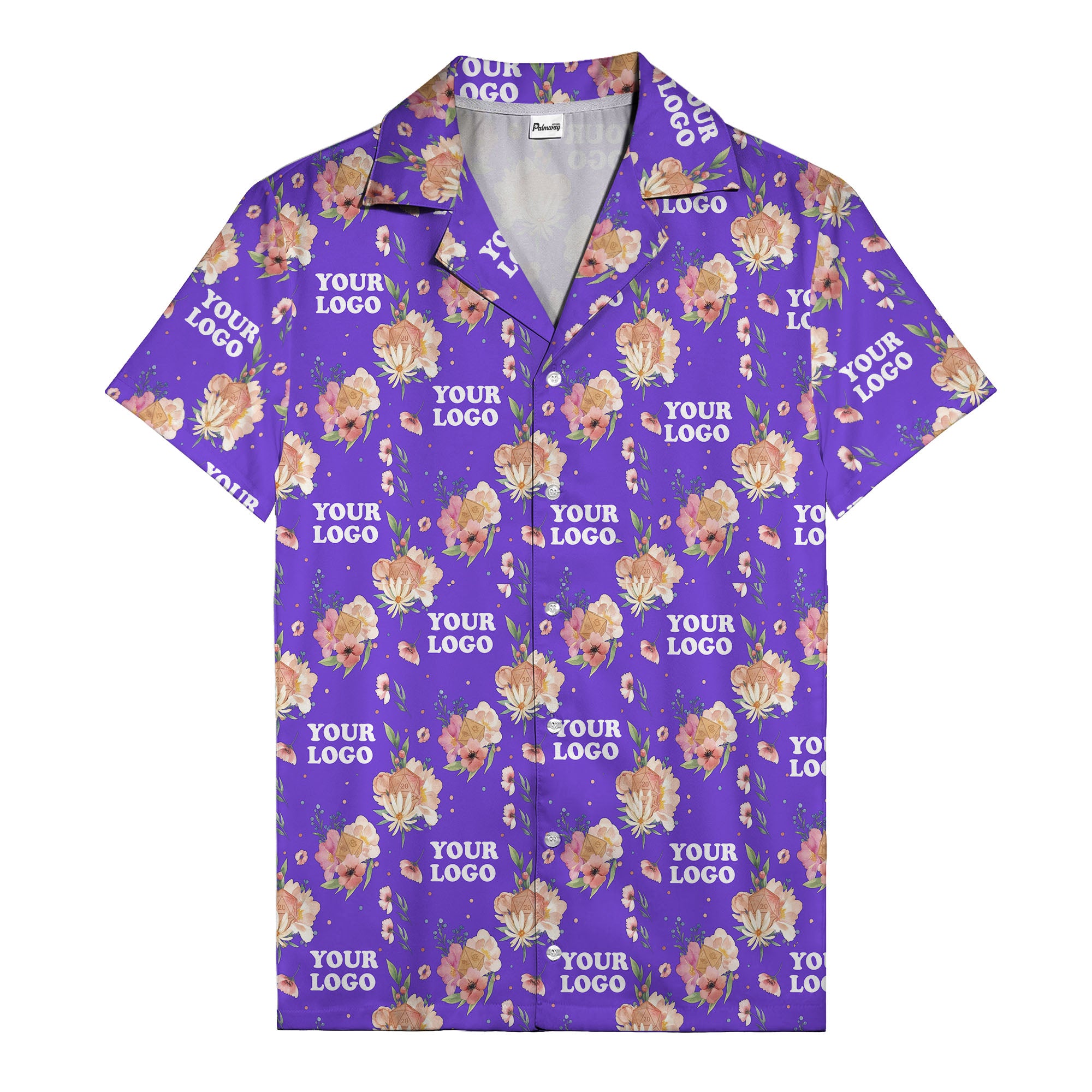watercolor floral d20 dice hawaiian shirt with custom logo space