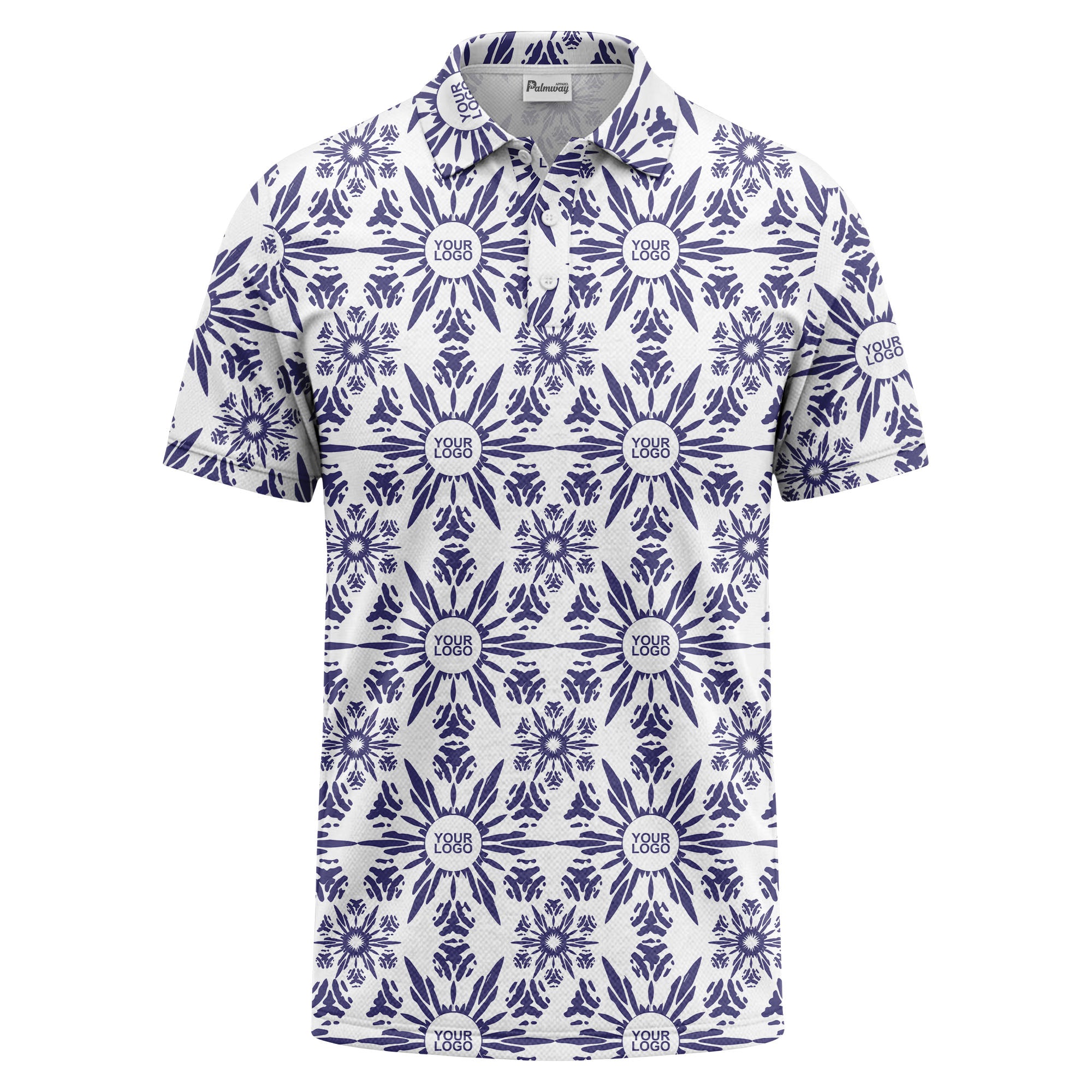 watercolor sunburst floral repeat pattern golf polo shirt