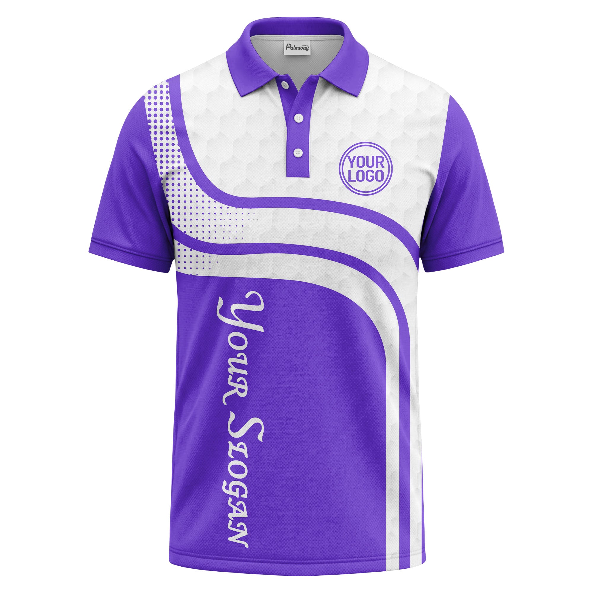 wave hexagon graphic golf polo shirt with custom logo