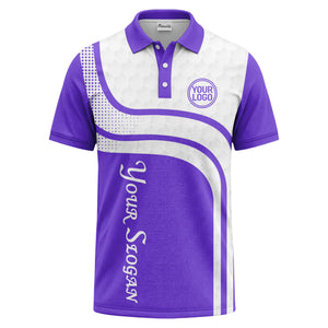 wave hexagon graphic golf polo shirt with custom logo