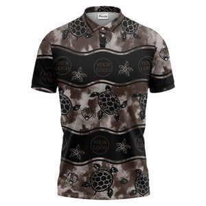 wavy band sea turtles starfish monochrome polo shirt for men