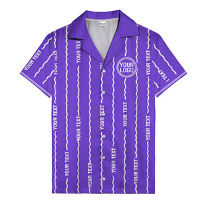 wavy line personalized hawaiian shirt with custom text & logo