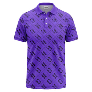 your logo diamond grid monochrome custom polo shirt for men
