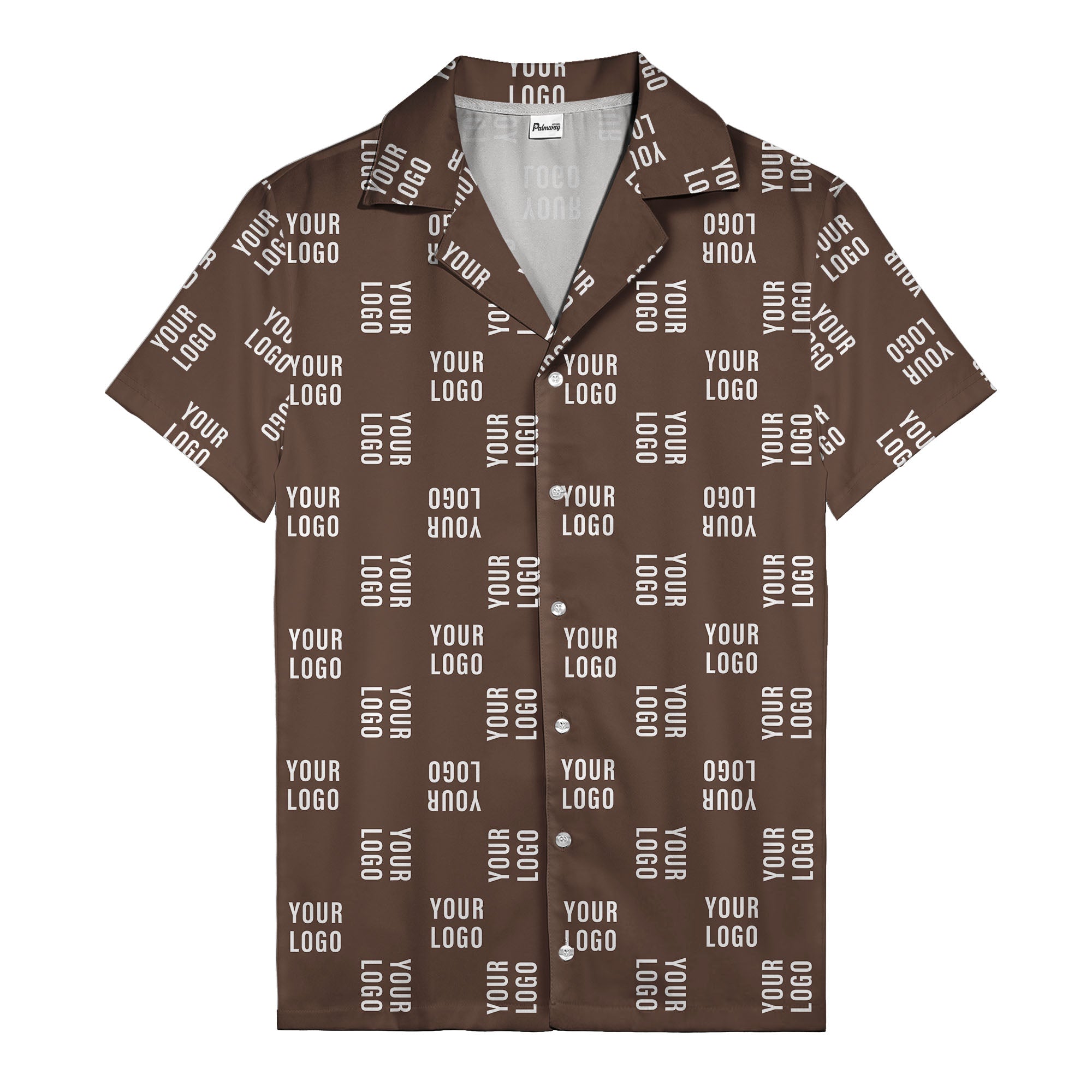 your logo repeat white on black modern graphic hawaiian shirt