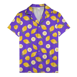zesty lemon watercolor lemon slices & leaf hawaiian shirt