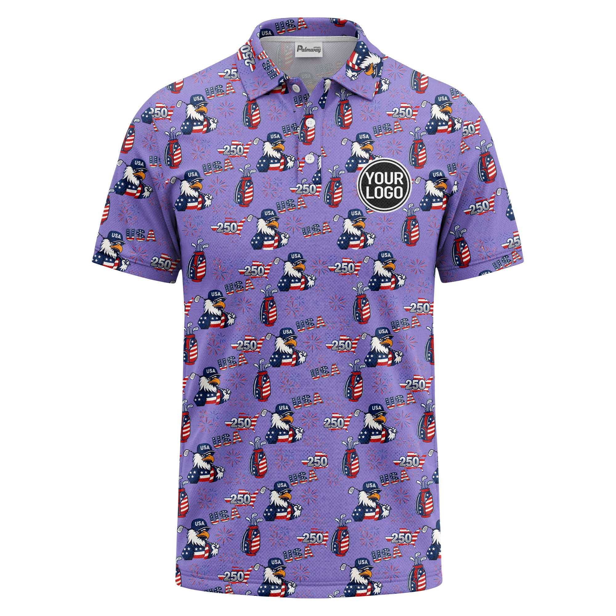 bald eagles golf bags fireworks patriotic polo shirt for men