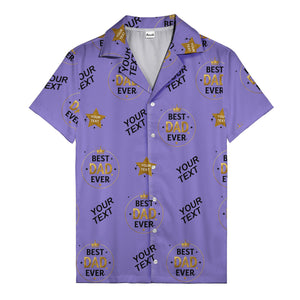 best dad ever gold crown circle repeat pattern hawaiian shirt for men