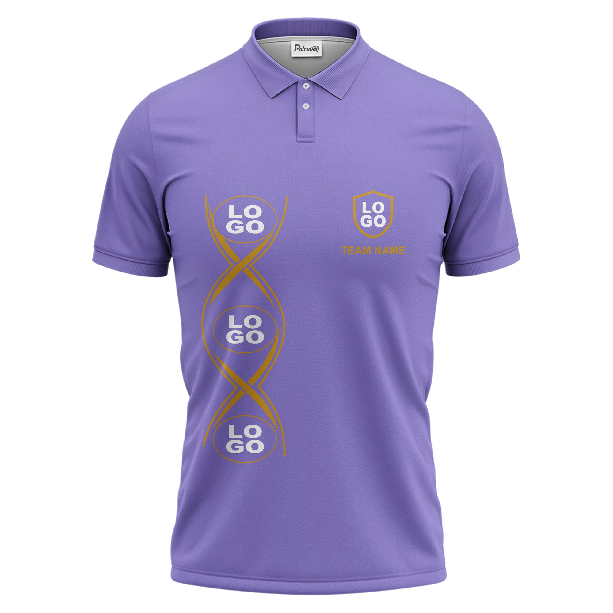 black gold infinity spiral shield team name graphic polo shirt for men