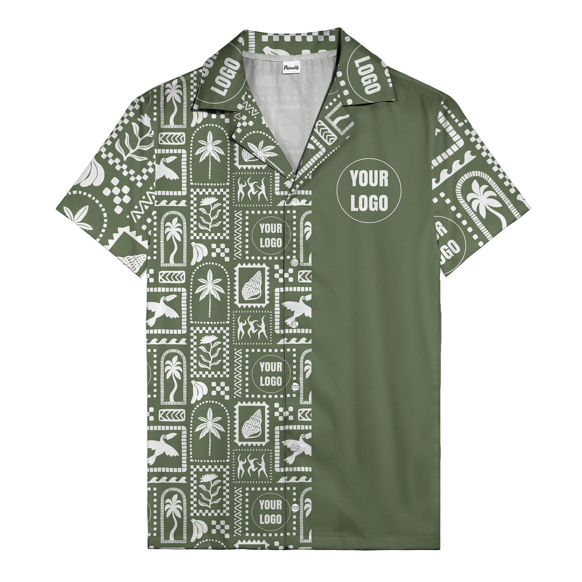 black palm trees & toucans graphic hawaiian shirt for men