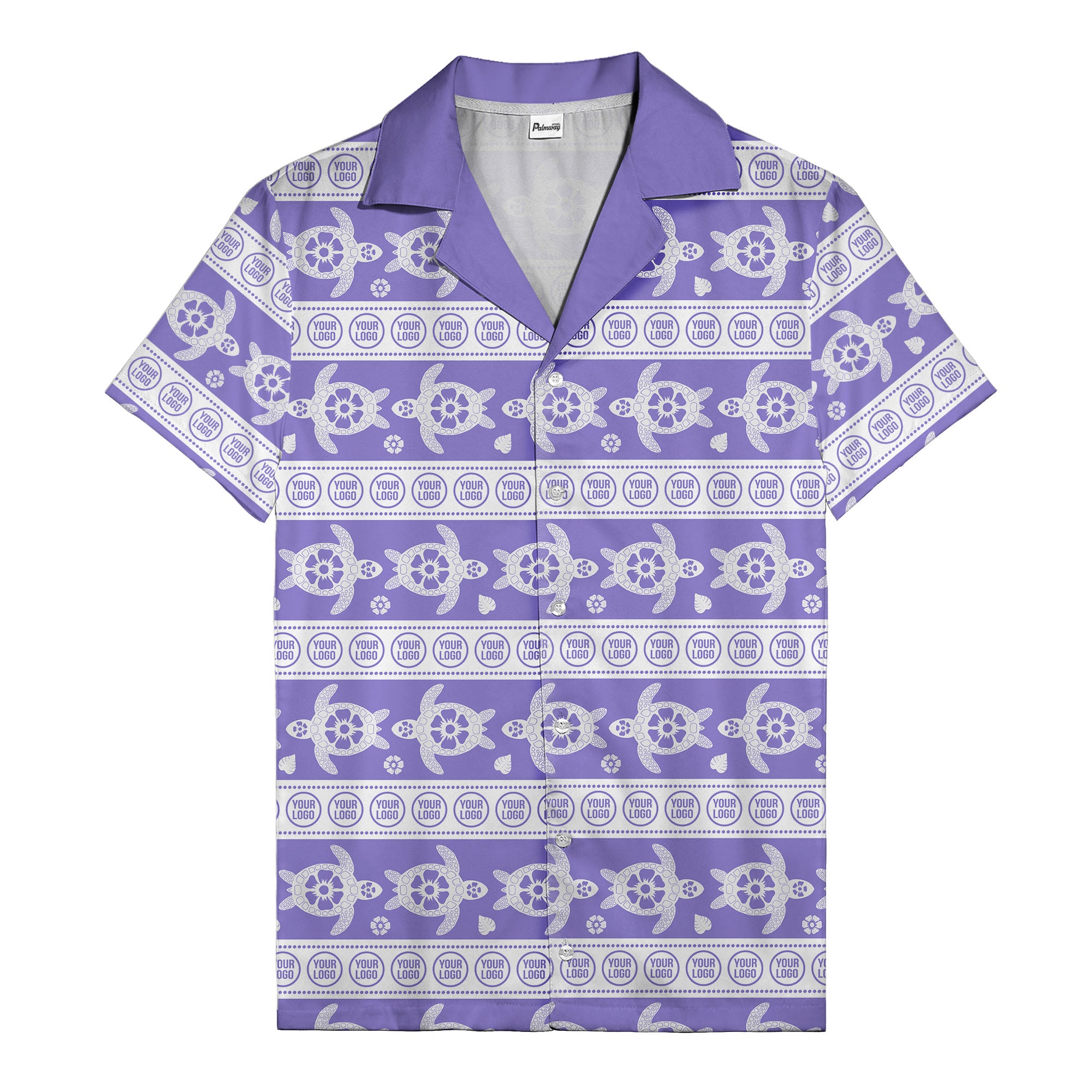 black sea turtles & white floral repeat hawaiian shirt for men