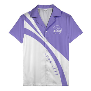 black white diagonal stripe hawaiian shirt with custom logo slot